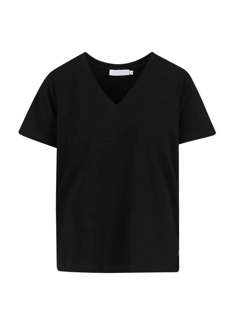 Coster Copenhagen T-SHIRT WITH V-NECKLINE - MEDIUM LENGTH SLEEVES T-Shirt Black - 100