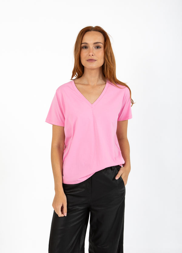 Coster Copenhagen T-SHIRT WITH V-NECKLINE - MEDIUM LENGTH SLEEVES T-Shirt Bubble pink - 690