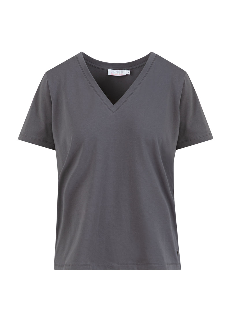 Coster Copenhagen T-SHIRT WITH V-NECKLINE - MEDIUM LENGTH SLEEVES T-Shirt Volcanic grey - 188