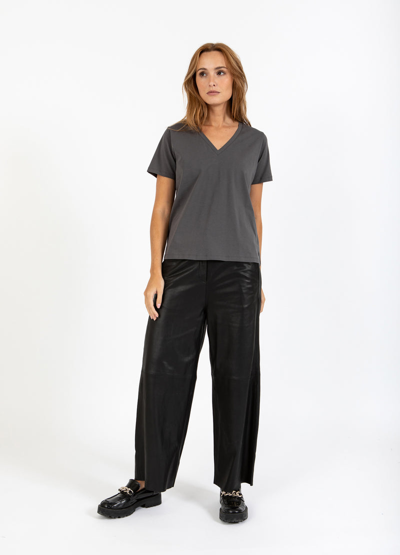 Coster Copenhagen T-SHIRT WITH V-NECKLINE - MEDIUM LENGTH SLEEVES T-Shirt Volcanic grey - 188