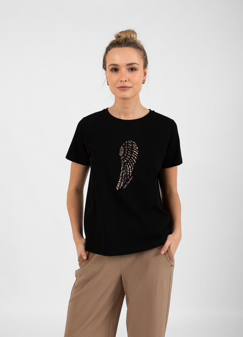 Coster Copenhagen T-SHIRT WITH WING - MID SLEEVES T-Shirt Black - 100