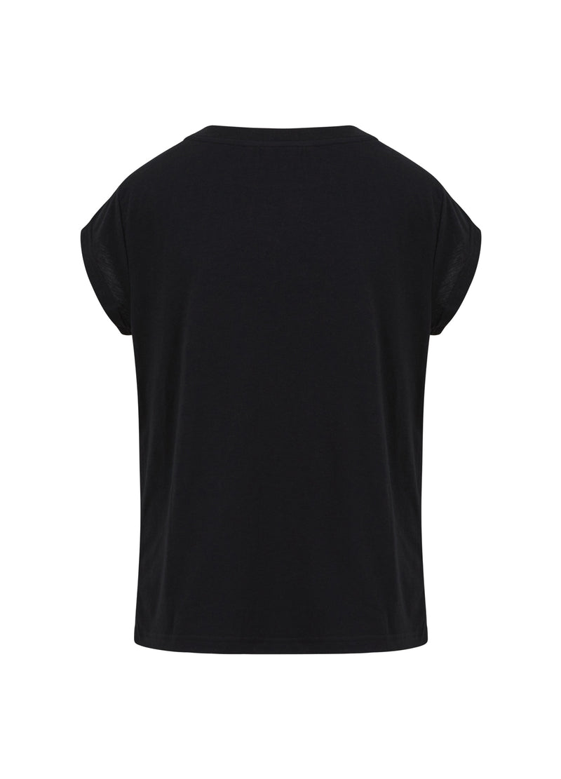 Coster Copenhagen TEE W. VELVET KISS PRINT - CAP SLEEVE T-Shirt Black - 100