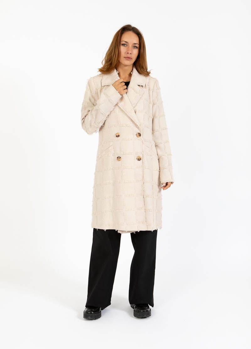 Coster Copenhagen TEXTURED LONG COAT Outerwear Creme - 241