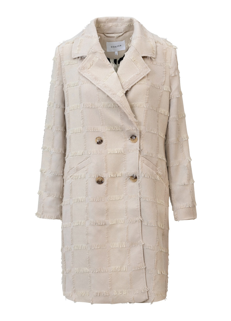 Coster Copenhagen TEXTURED LONG COAT Outerwear Creme - 241