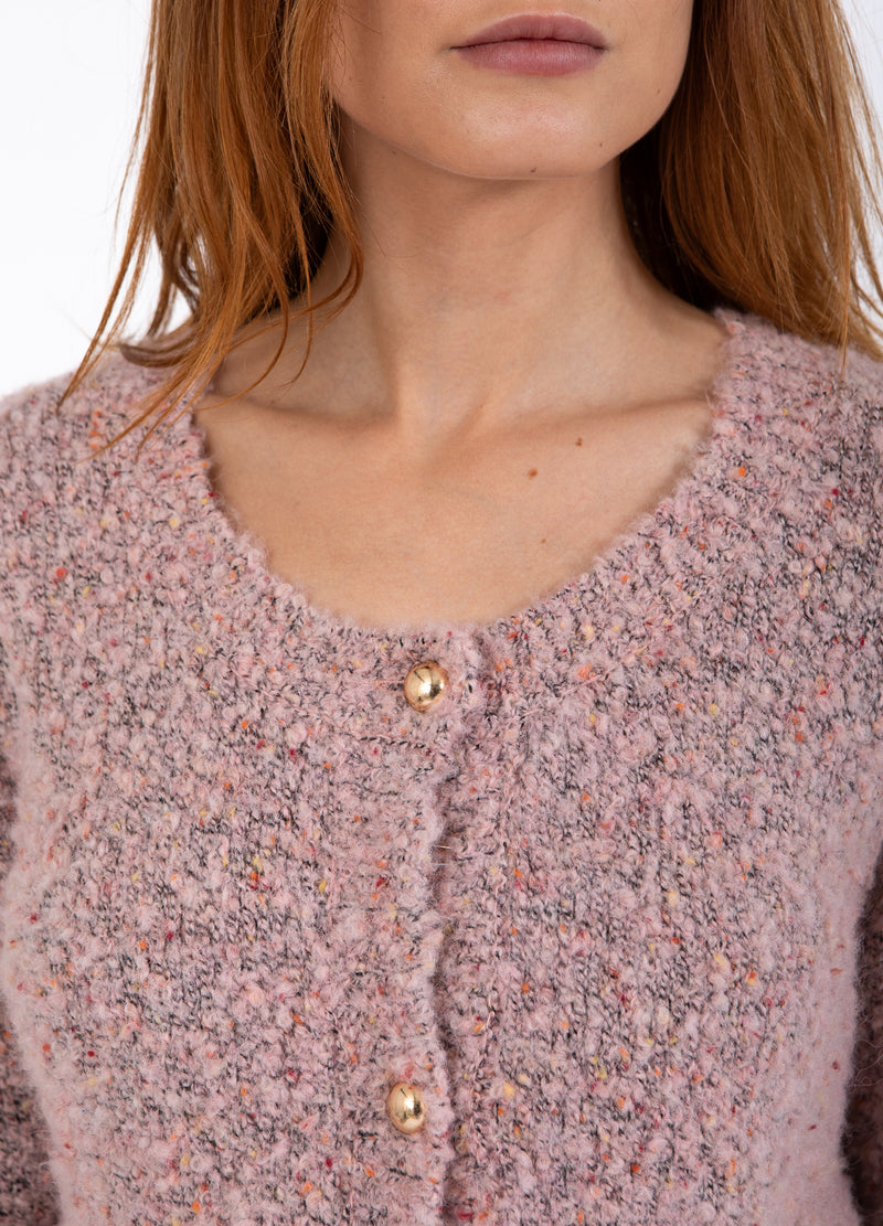 Coster Copenhagen TIGHT BOUCLE CARDIGAN Knitwear Rose boucle - 677