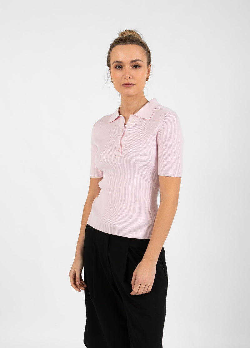 Coster Copenhagen TIGHT KNIT POLO Knitwear Powder rose - 686