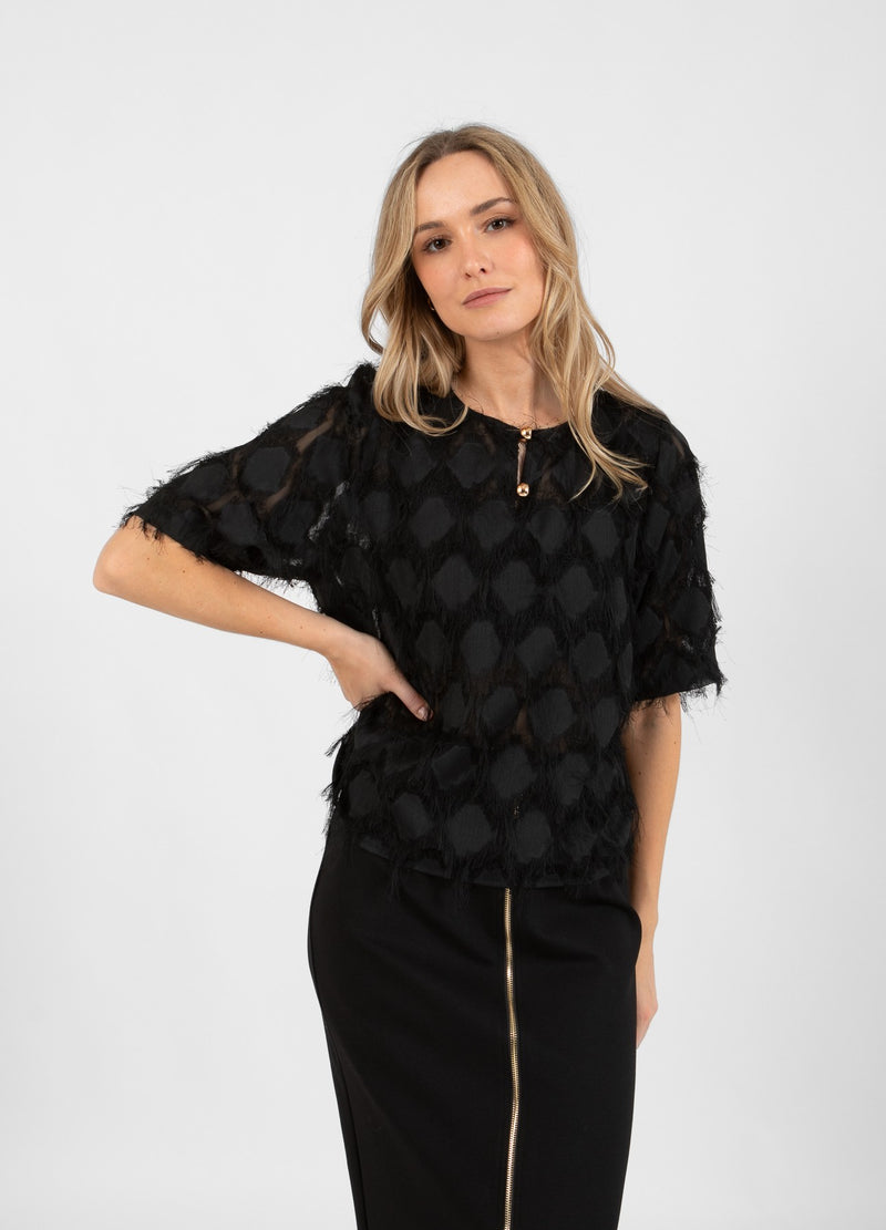 Coster Copenhagen TOP IN FLUFFY LACE Shirt/Blouse Black - 100