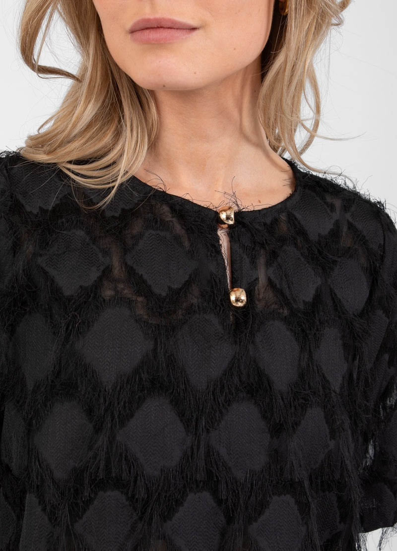 Coster Copenhagen TOP IN FLUFFY LACE Shirt/Blouse Black - 100