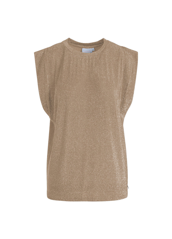 Coster Copenhagen TOP IN LUREX JERSEY Top - Short sleeve Shimmer sand - 783