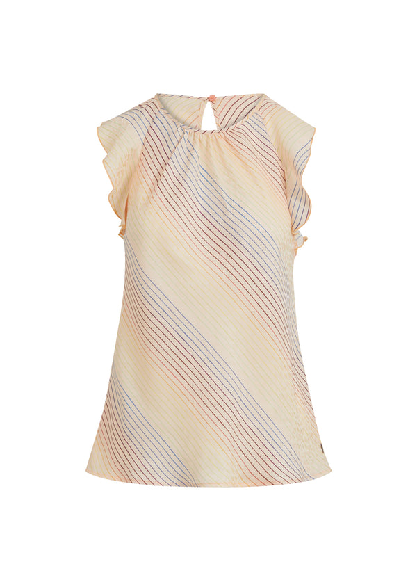 Coster Copenhagen TOP IN RAINBOW STRIPE PRINT Top - Short sleeve Rainbow stripe print - 915