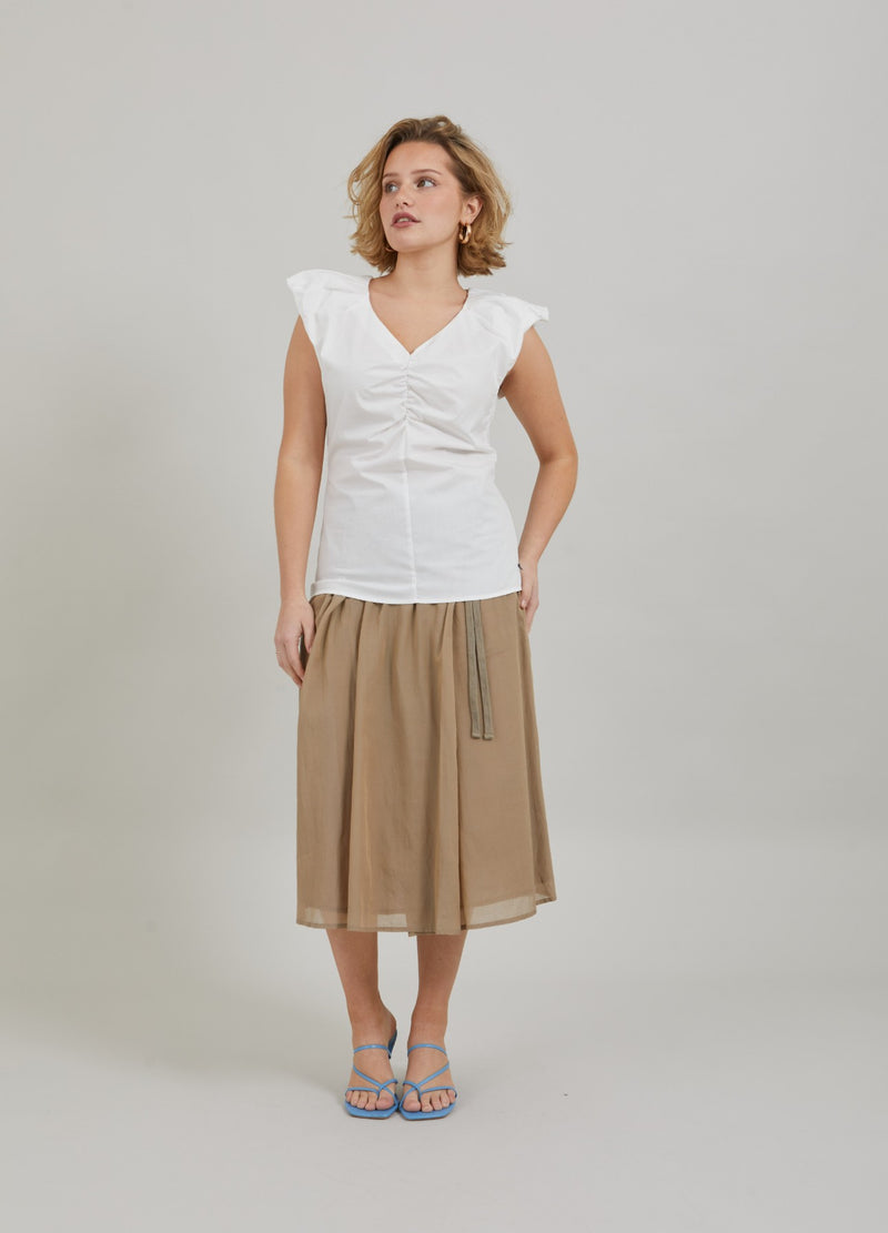 Coster Copenhagen TOP W. GATHERINGS Top - Short sleeve White - 200