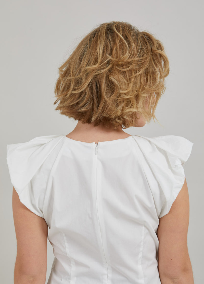 Coster Copenhagen TOP W. GATHERINGS Top - Short sleeve White - 200
