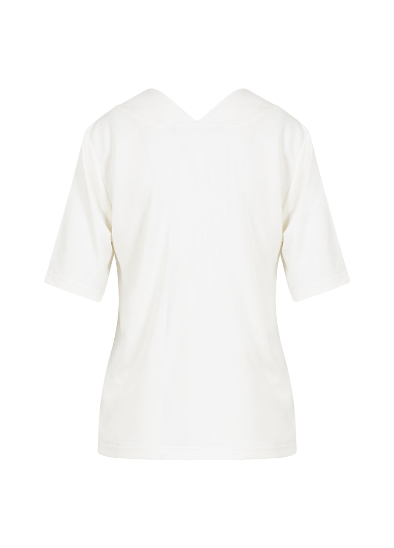 Coster Copenhagen TOP WITH DOUBLE V-NECK COLLAR IN JERSEY PIQUE Shirt/Blouse Off White - 249