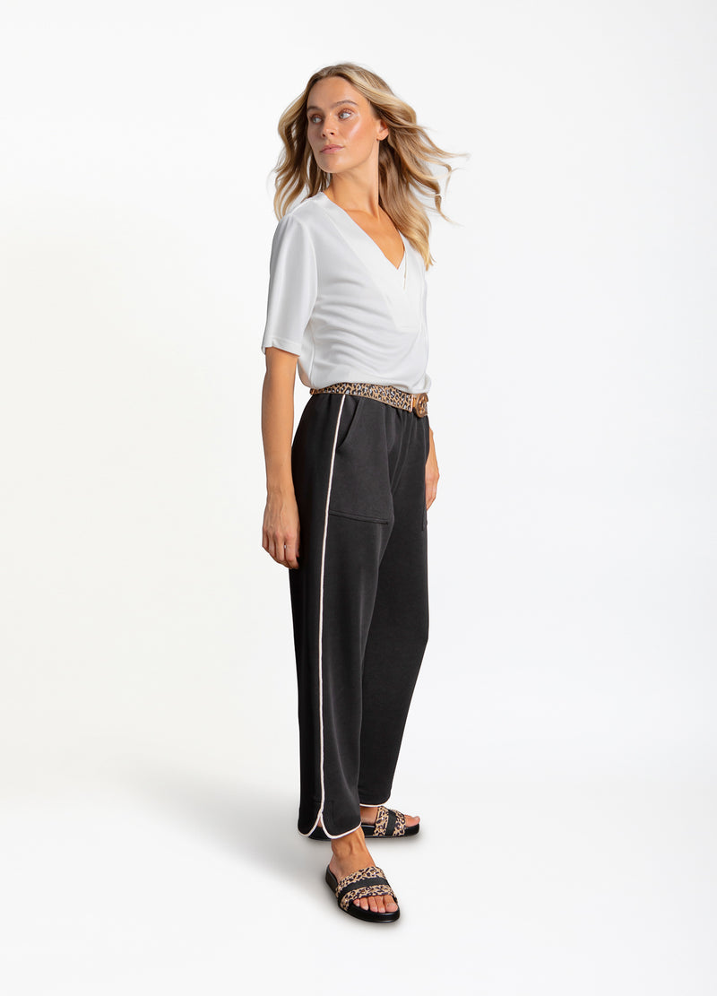 Coster Copenhagen TOP WITH DOUBLE V-NECK COLLAR IN JERSEY PIQUE Shirt/Blouse Off White - 249