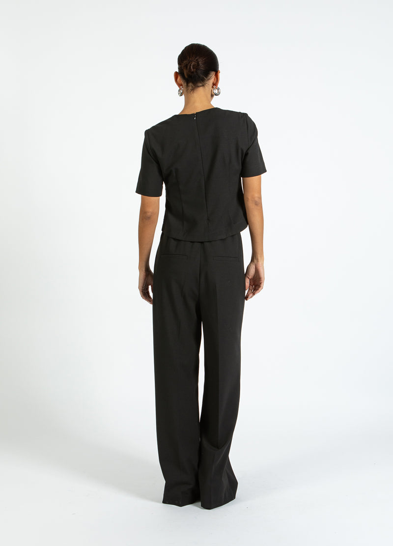 Coster Copenhagen TOP WITH PLEAT DETAIL Shirt/Blouse Black - 100