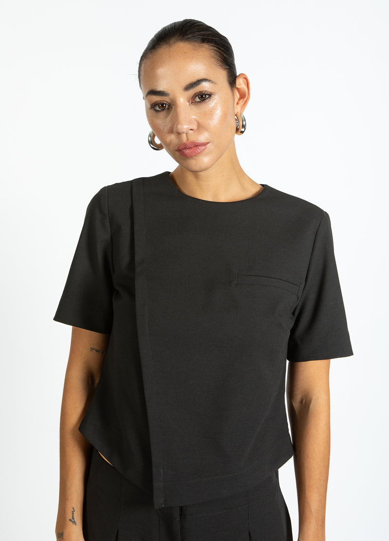 Coster Copenhagen TOP WITH PLEAT DETAIL Shirt/Blouse Black - 100