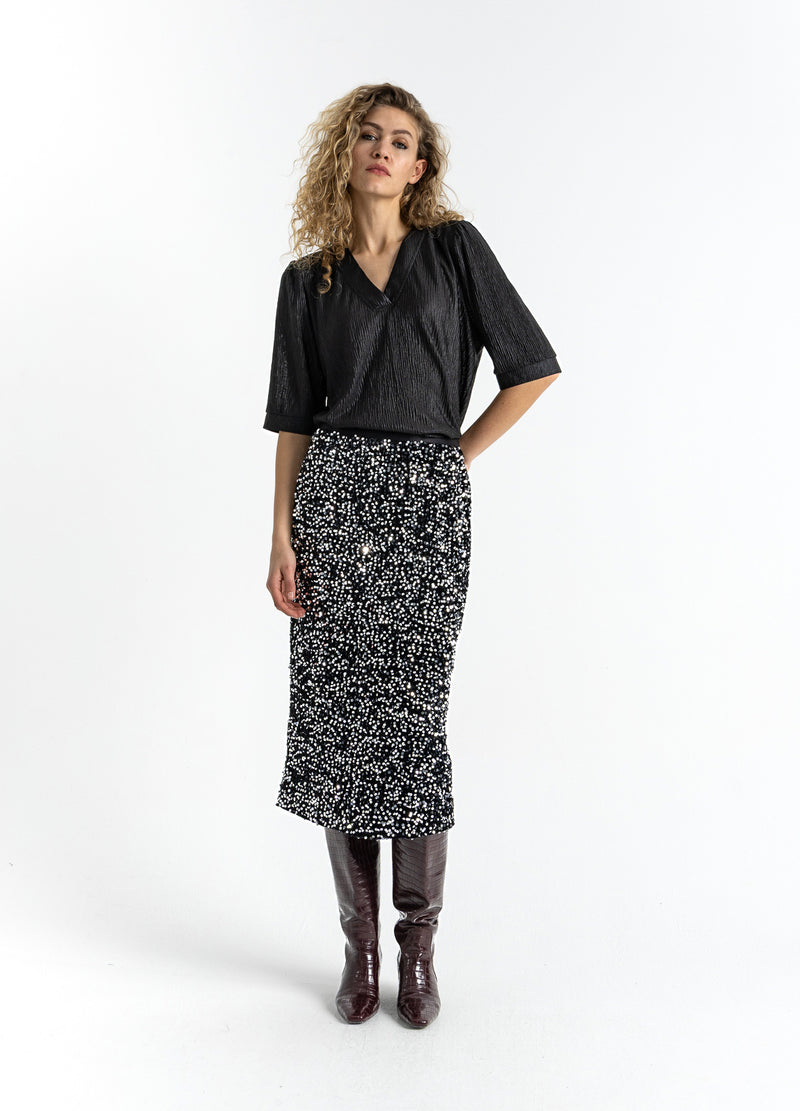 Coster Copenhagen TOP WITH PUFF SLEEVES Shirt/Blouse Black - 100
