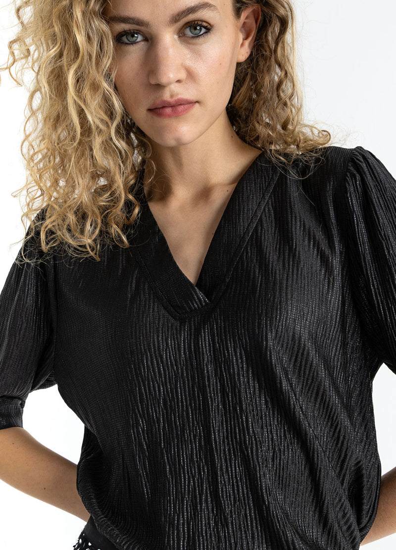 Coster Copenhagen TOP WITH PUFF SLEEVES Shirt/Blouse Black - 100
