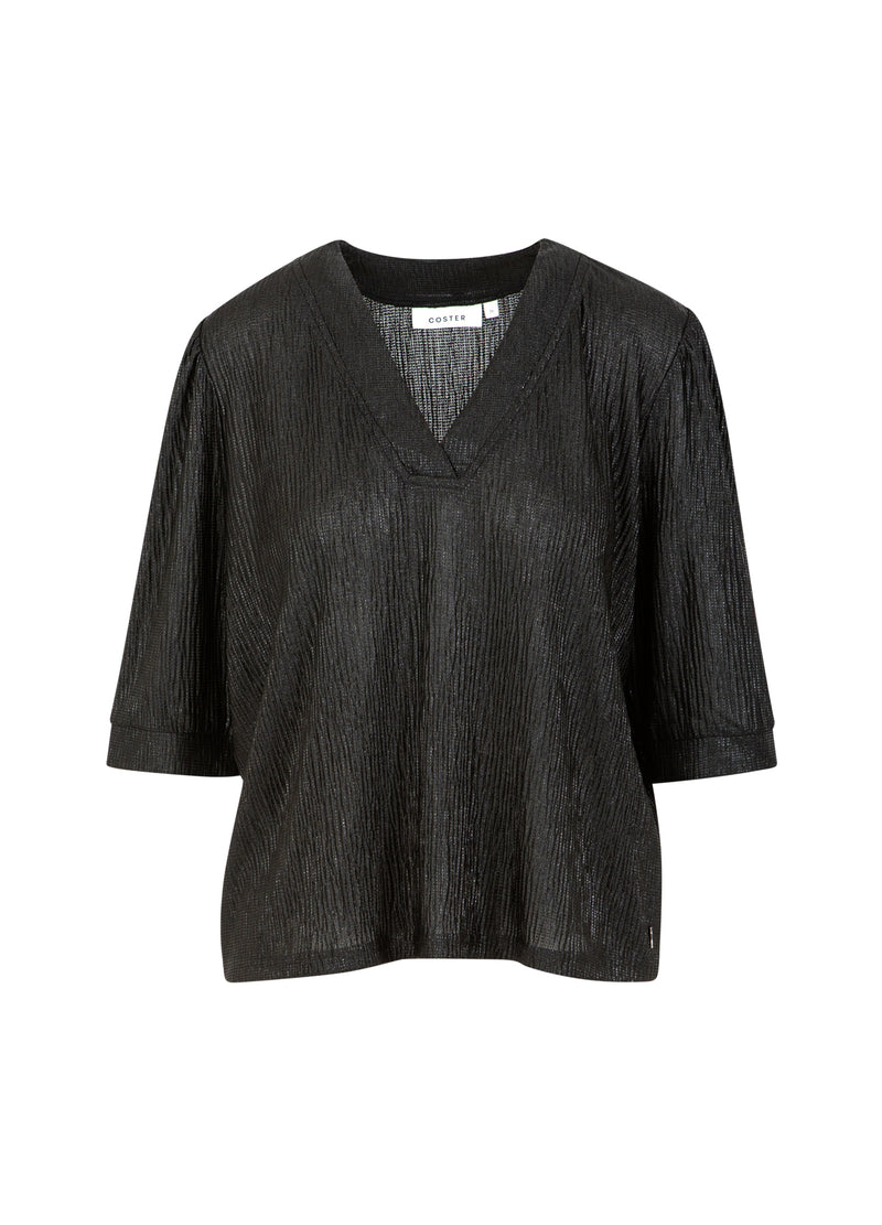 Coster Copenhagen TOP WITH PUFF SLEEVES Shirt/Blouse Black - 100