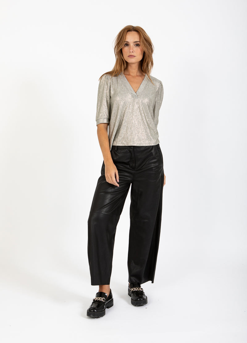 Coster Copenhagen TOP WITH PUF SLEEVES Shirt/Blouse Silver/gold - 212