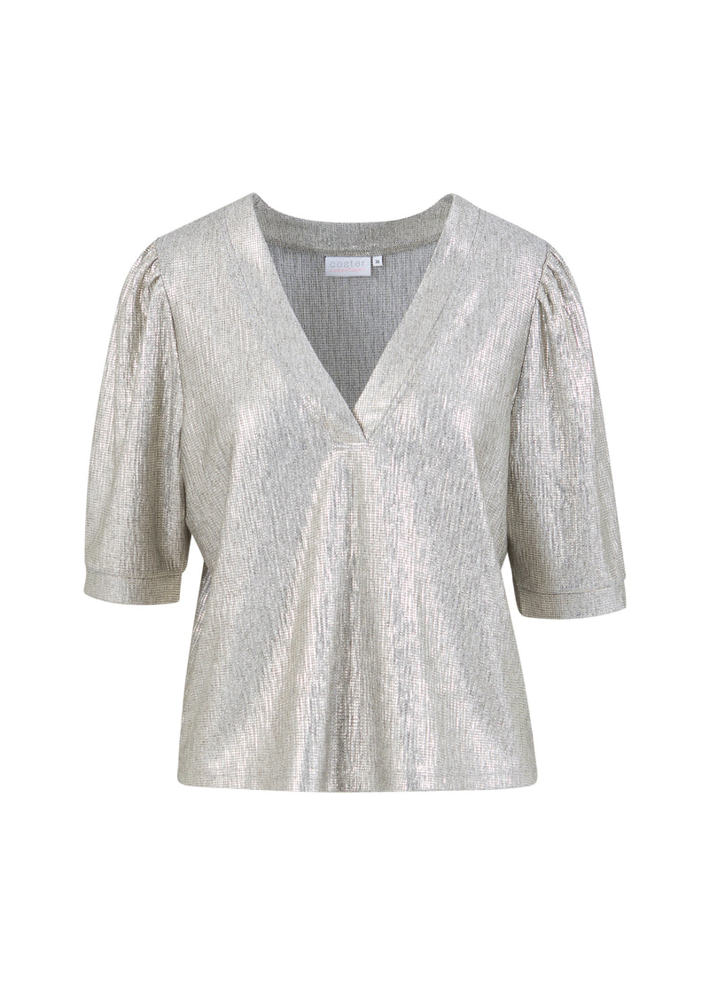 Coster Copenhagen TOP WITH PUF SLEEVES Shirt/Blouse Silver/gold - 212