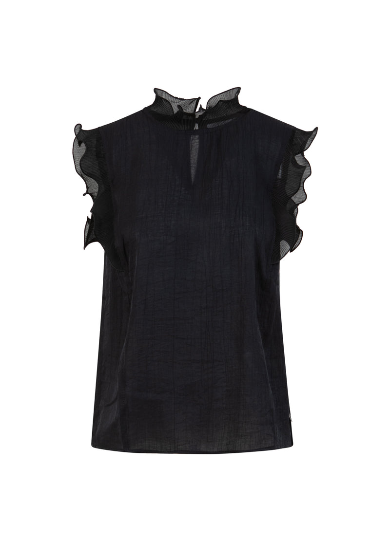 Coster Copenhagen TOP WITH RUFFLES Shirt/Blouse Black - 100