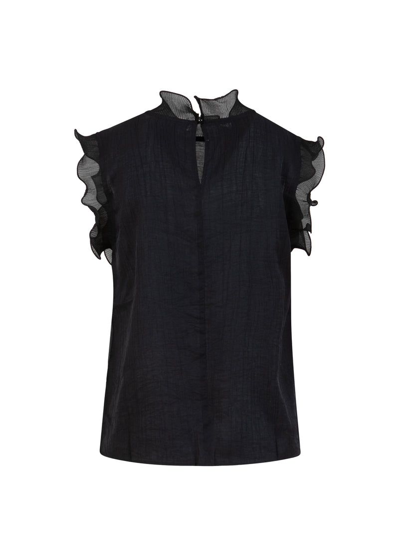 Coster Copenhagen TOP WITH RUFFLES Shirt/Blouse Black - 100