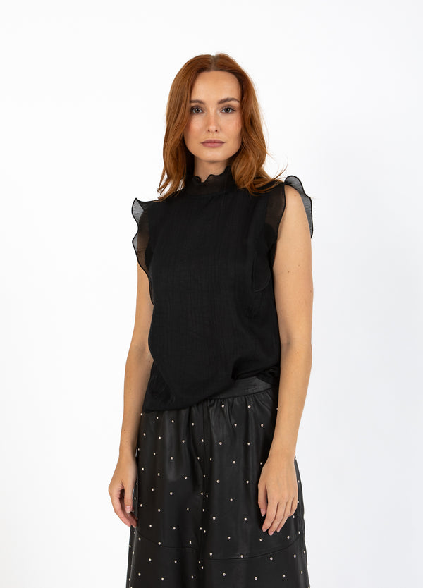 Coster Copenhagen TOP WITH RUFFLES Shirt/Blouse Black - 100