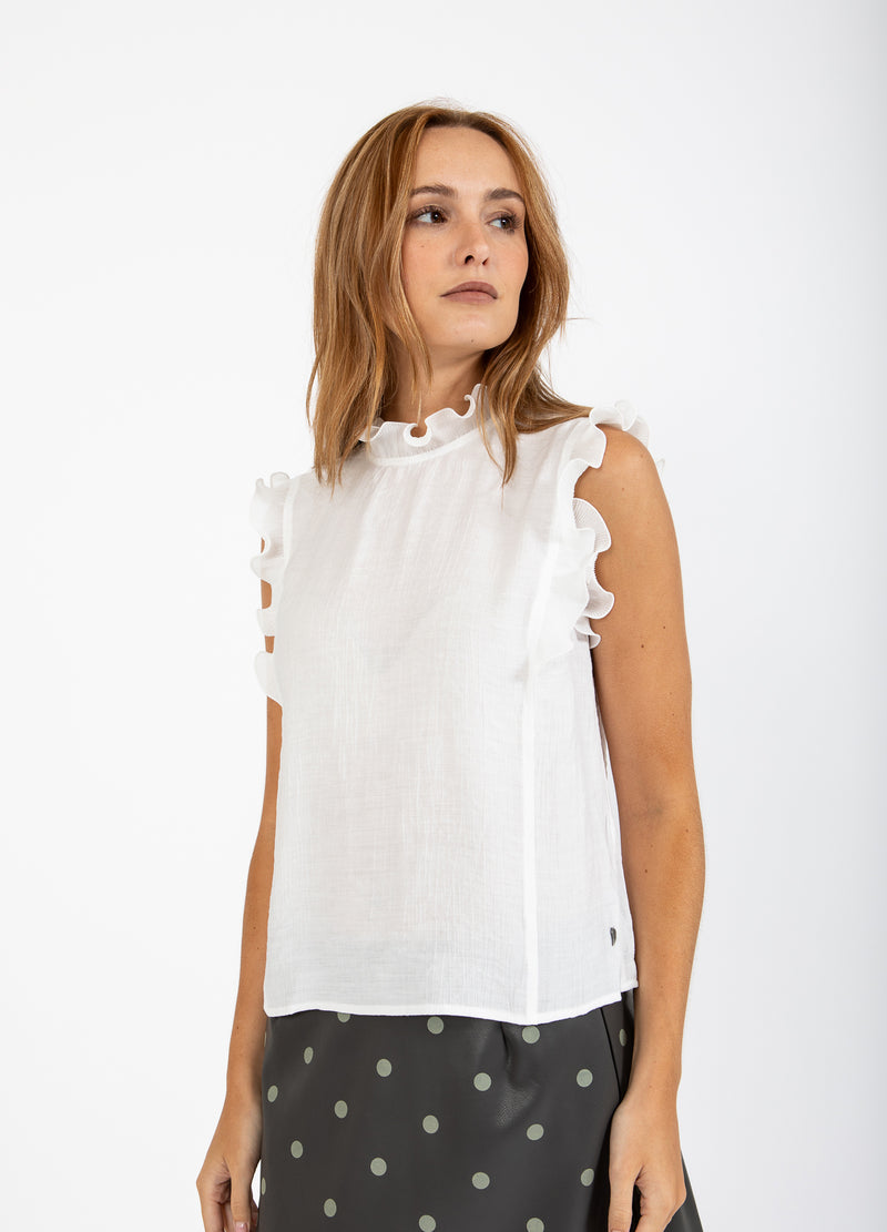 Coster Copenhagen TOP WITH RUFFLES Shirt/Blouse Off white - 201