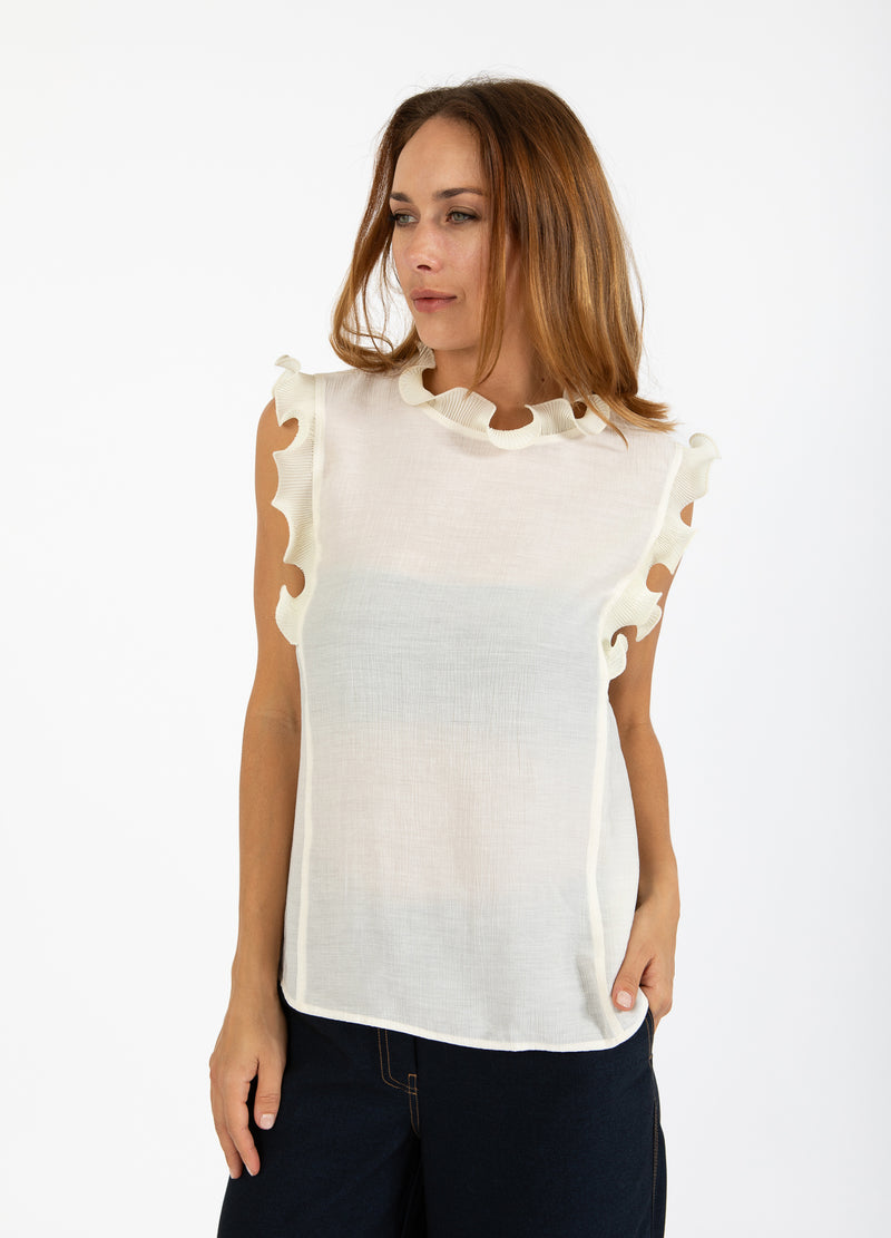 Coster Copenhagen TOP WITH RUFFLES Shirt/Blouse Creme - 241