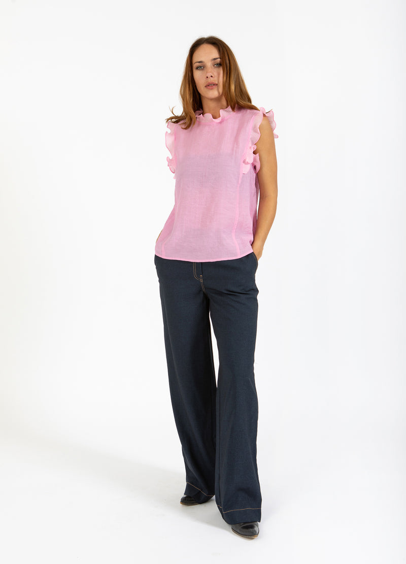 Coster Copenhagen TOP WITH RUFFLES Shirt/Blouse Magenta - 861