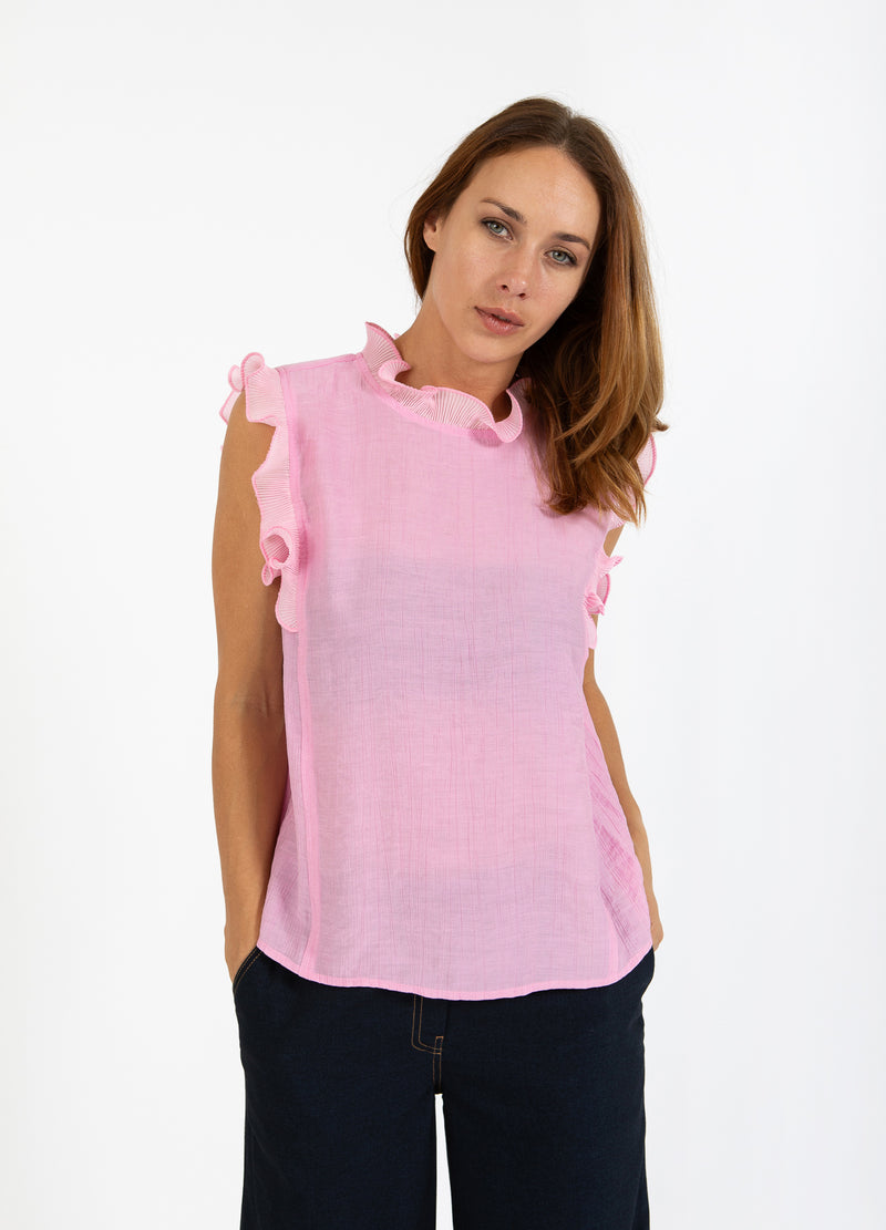 Coster Copenhagen TOP WITH RUFFLES Shirt/Blouse Magenta - 861