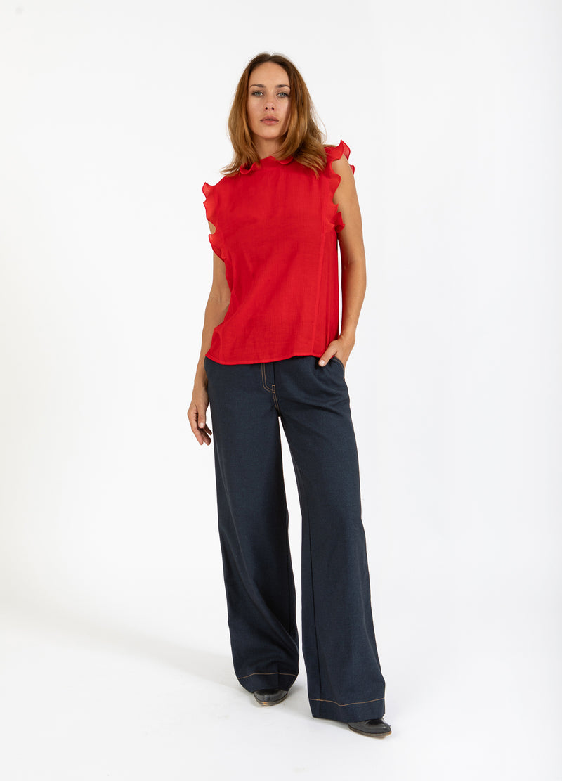 Coster Copenhagen TOP WITH RUFFLES Shirt/Blouse Scarlet red - 618