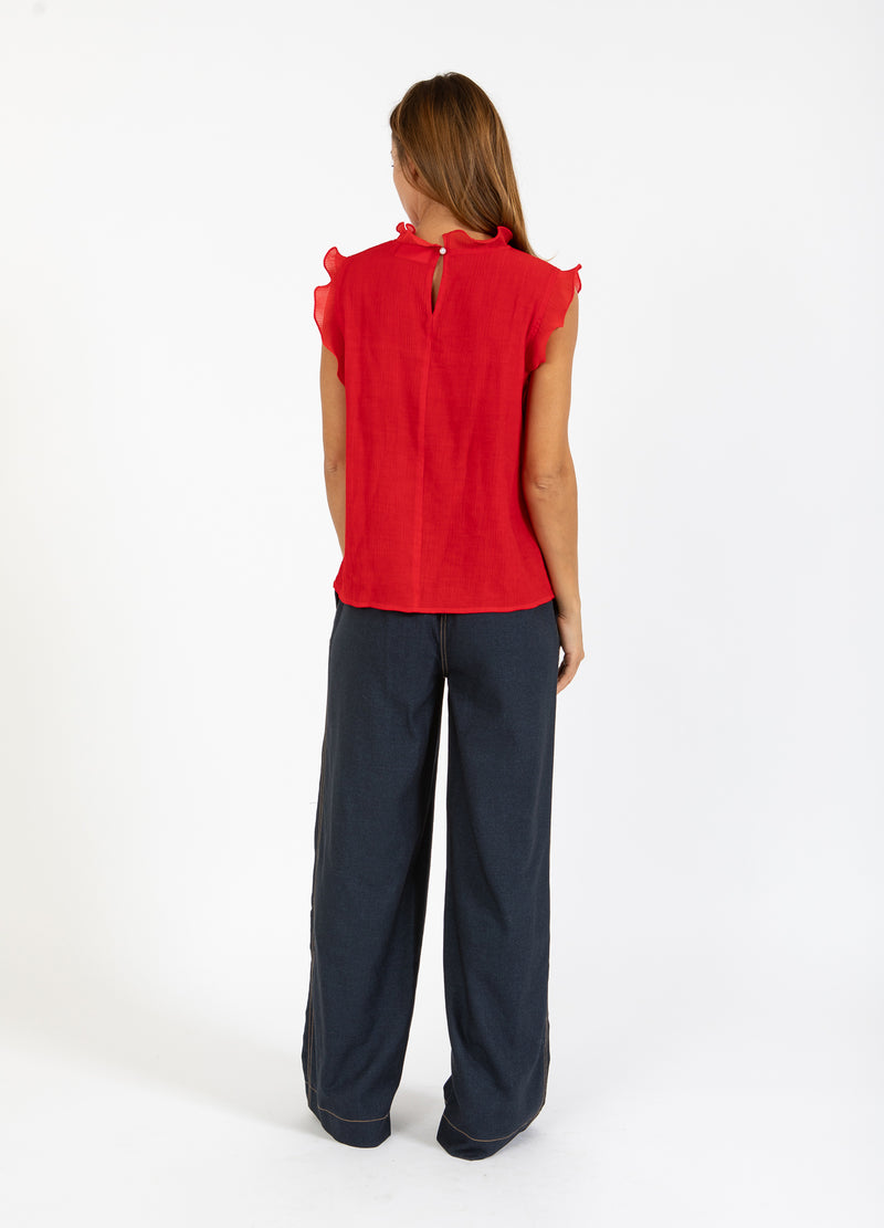 Coster Copenhagen TOP WITH RUFFLES Shirt/Blouse Scarlet red - 618