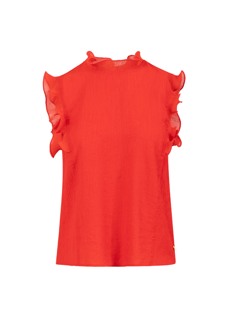 Coster Copenhagen TOP WITH RUFFLES Shirt/Blouse Scarlet red - 618