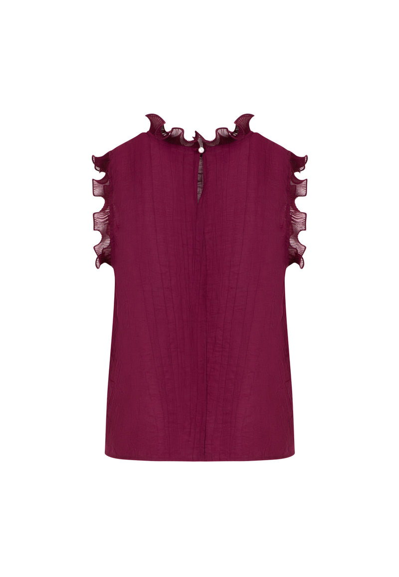 Coster Copenhagen TOP WITH RUFFLES Shirt/Blouse Bordeaux - 644