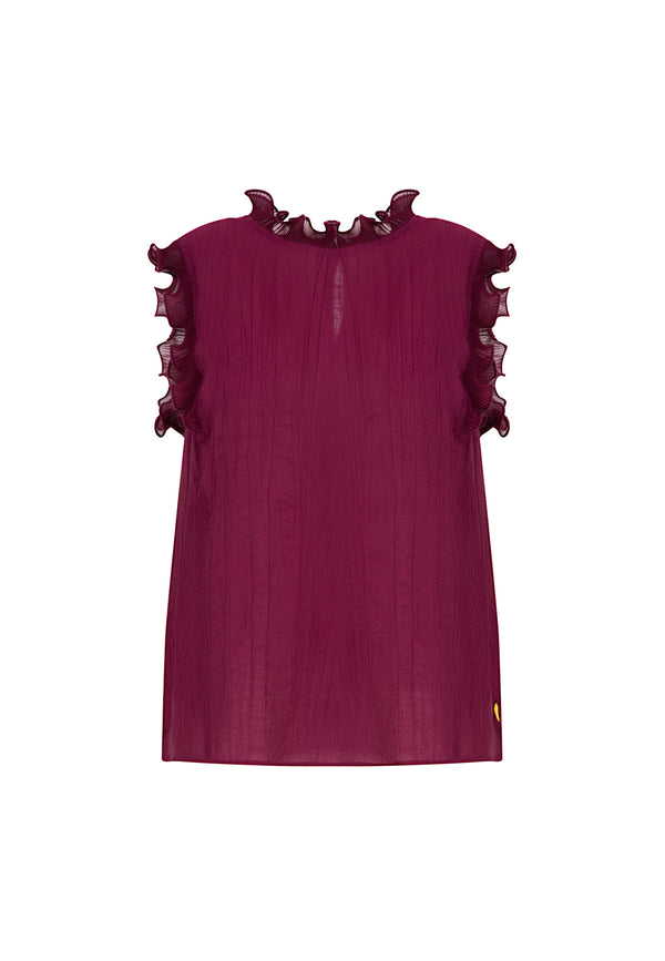 Coster Copenhagen TOP WITH RUFFLES Shirt/Blouse Bordeaux - 644