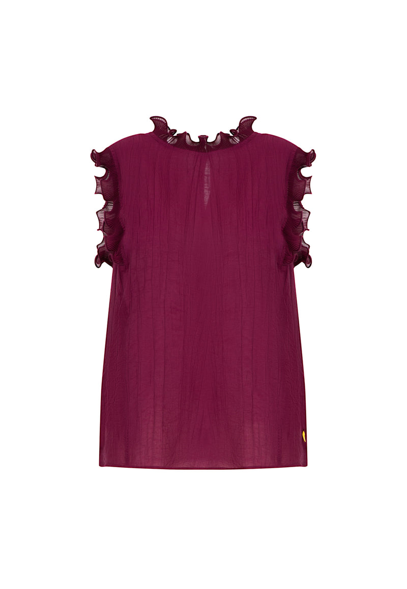 Coster Copenhagen TOP WITH RUFFLES Shirt/Blouse Bordeaux - 644