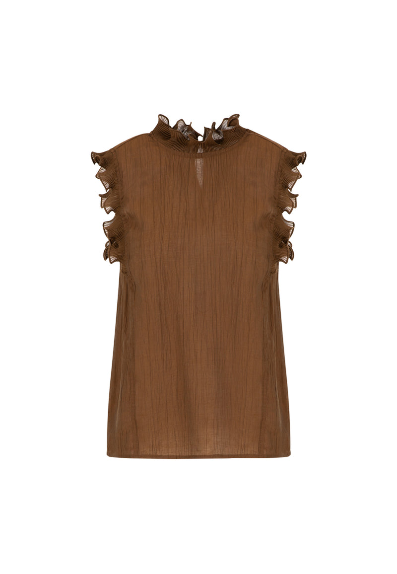Coster Copenhagen TOP WITH RUFFLES Shirt/Blouse Brown - 358