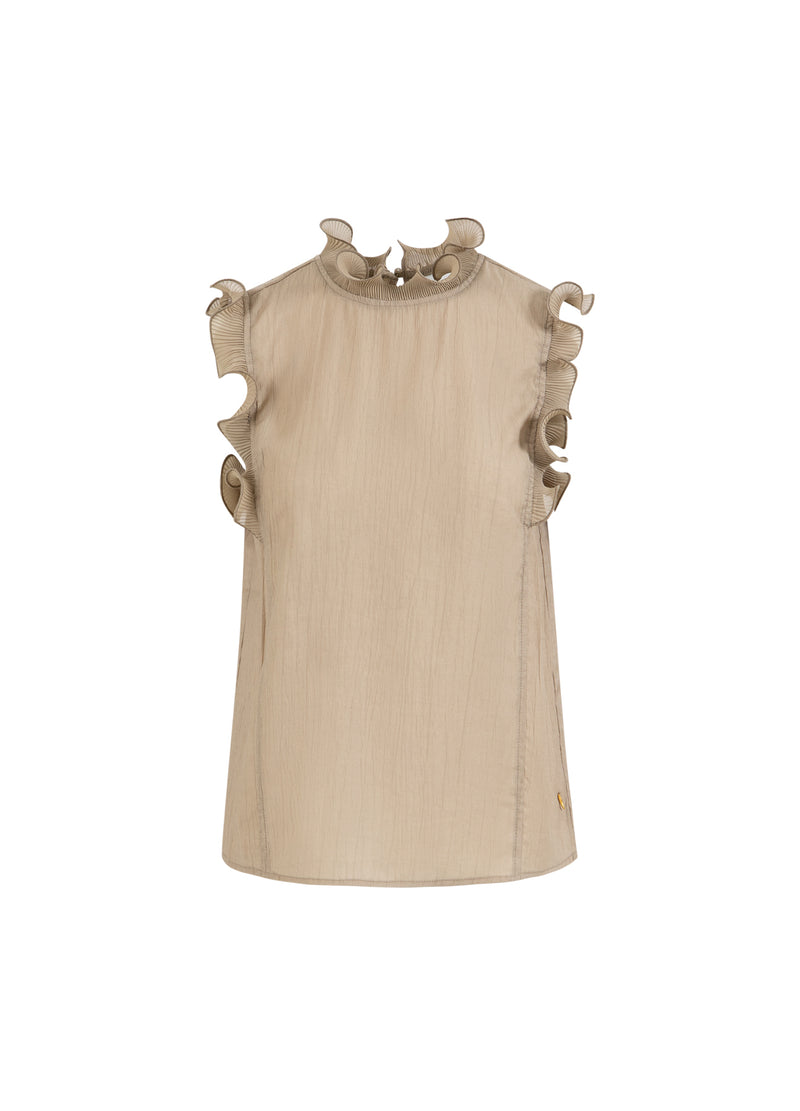 Coster Copenhagen TOP WITH RUFFLES Shirt/Blouse Grey sand - 241