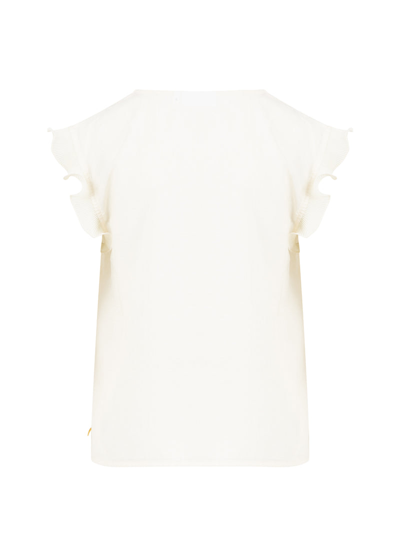 Coster Copenhagen TOP WITH RUFFLES IN V-NECK Shirt/Blouse Creme - 241