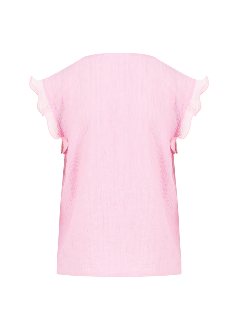 Coster Copenhagen TOP WITH RUFFLES IN V-NECK Shirt/Blouse Magenta - 861