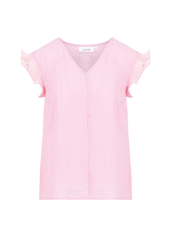 Coster Copenhagen TOP WITH RUFFLES IN V-NECK Shirt/Blouse Magenta - 861