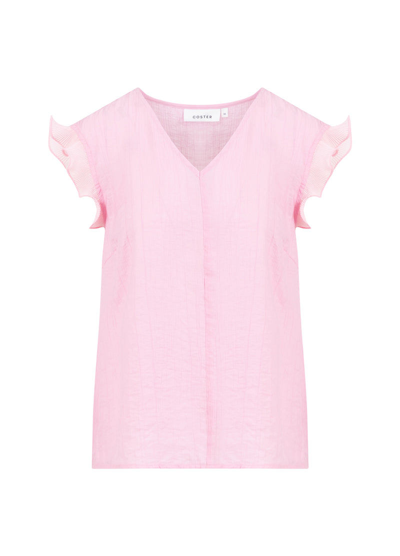 Coster Copenhagen TOP WITH RUFFLES IN V-NECK Shirt/Blouse Magenta - 861