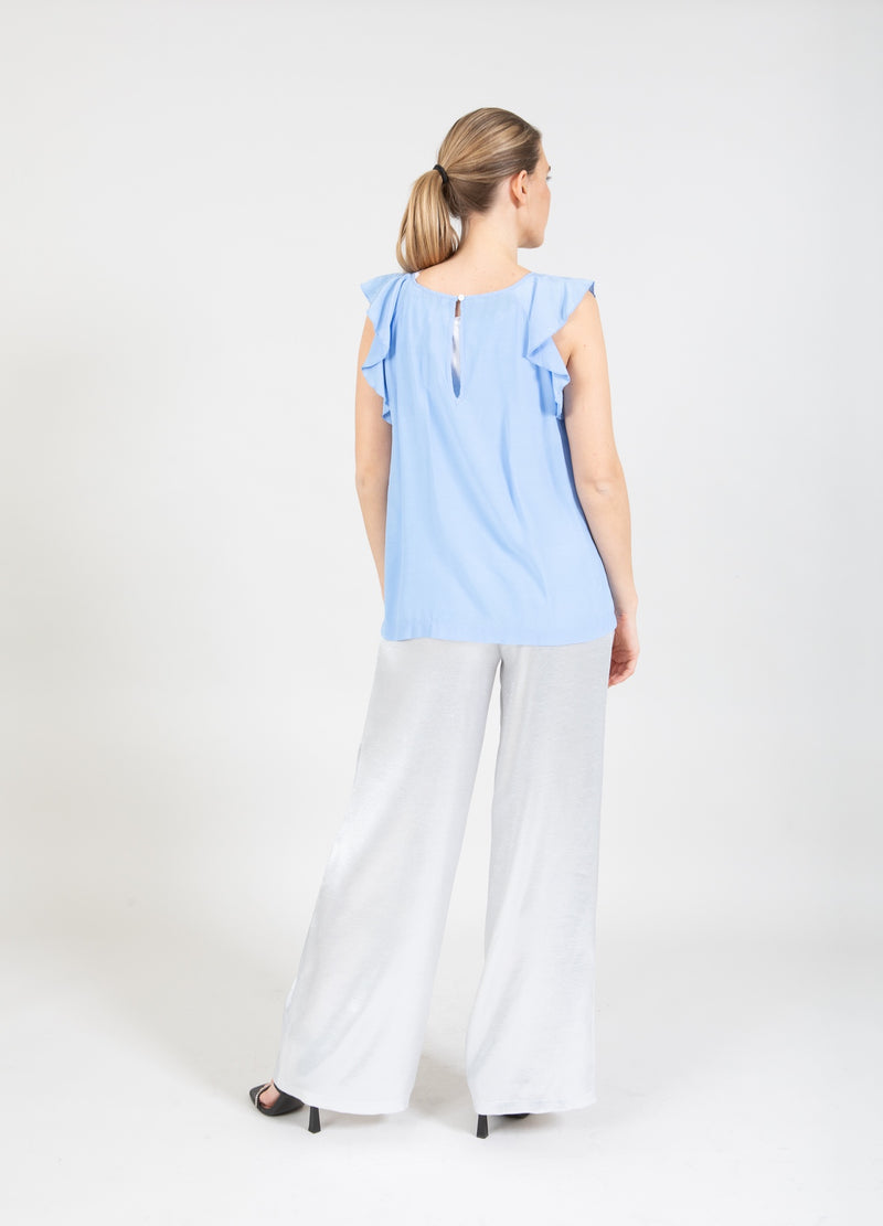 Coster Copenhagen TOP WITH RUFFLE SLEEVES Shirt/Blouse Bright sky blue - 503