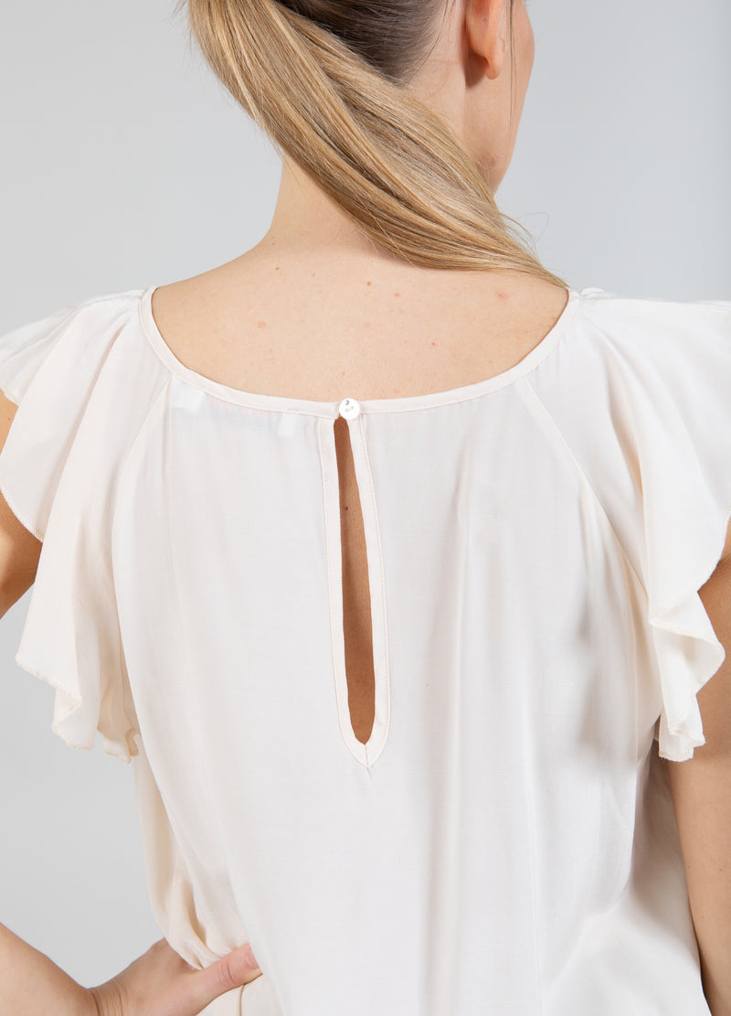 Coster Copenhagen TOP WITH RUFFLE SLEEVES Shirt/Blouse Creme - 241
