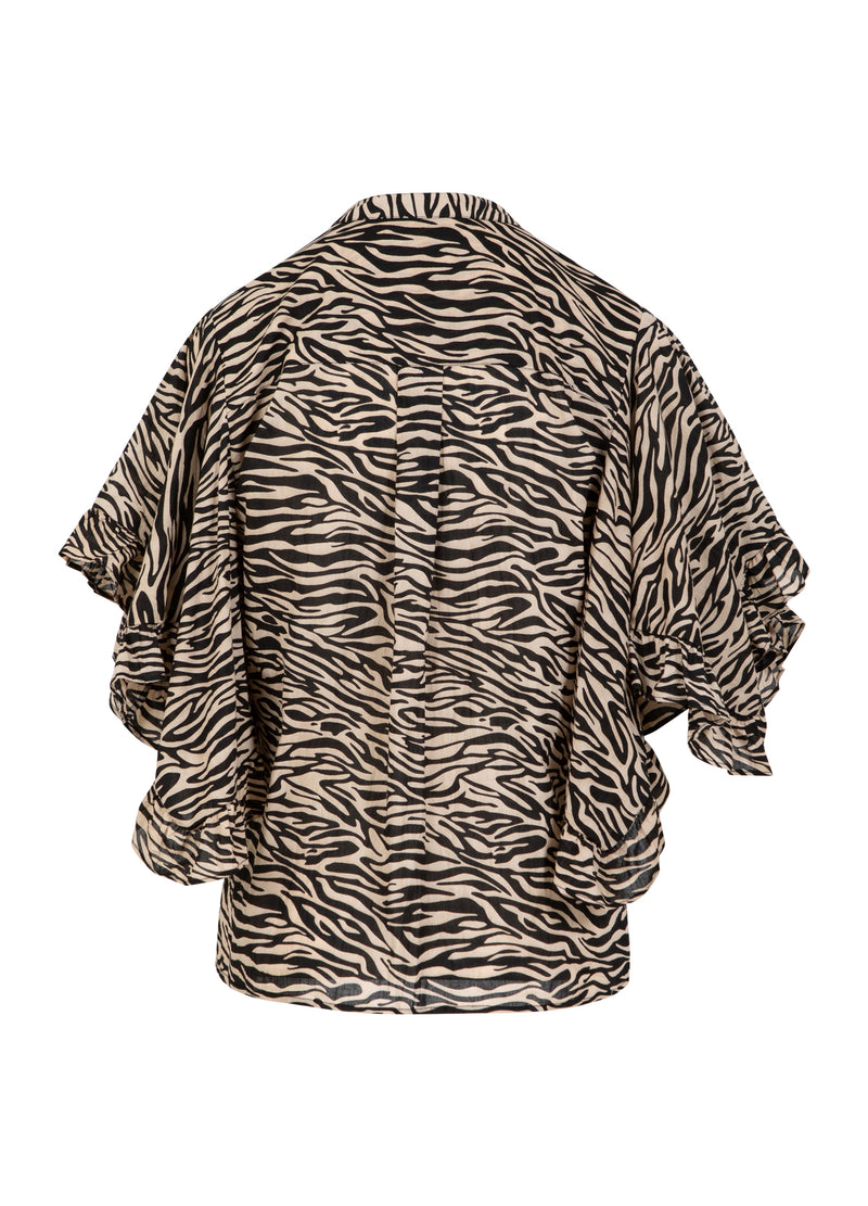 Coster Copenhagen TOP WITH RUFFLE SLEEVES IN ZEBRA PRINT Shirt/Blouse Zebra print - 914