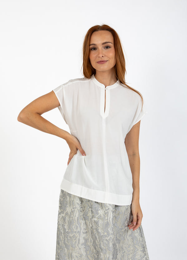 Coster Copenhagen TOP WITH STAND-UP COLLAR Shirt/Blouse Off white - 201