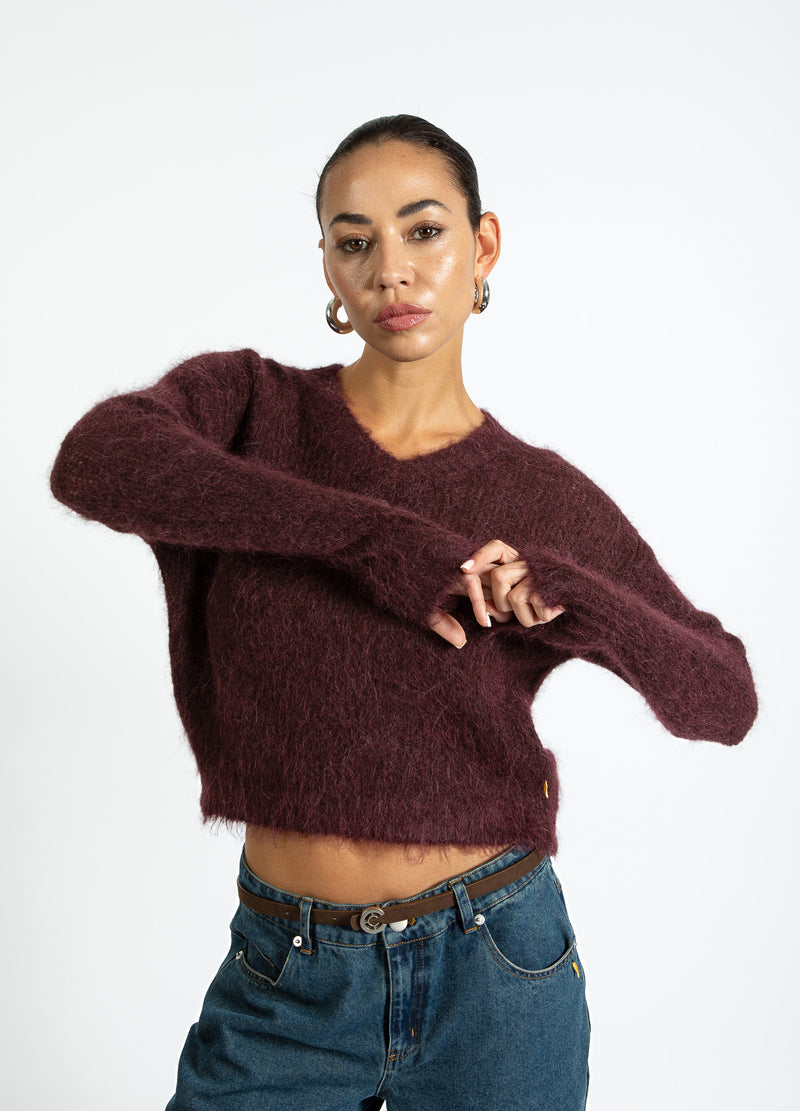 Coster Copenhagen V-NECK KNIT IN ALPACA Knitwear Bordeaux - 653