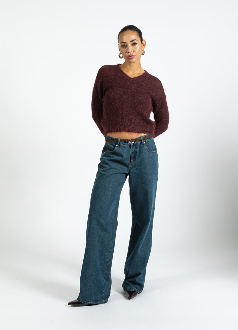 Coster Copenhagen V-NECK KNIT IN ALPACA Knitwear Bordeaux - 653